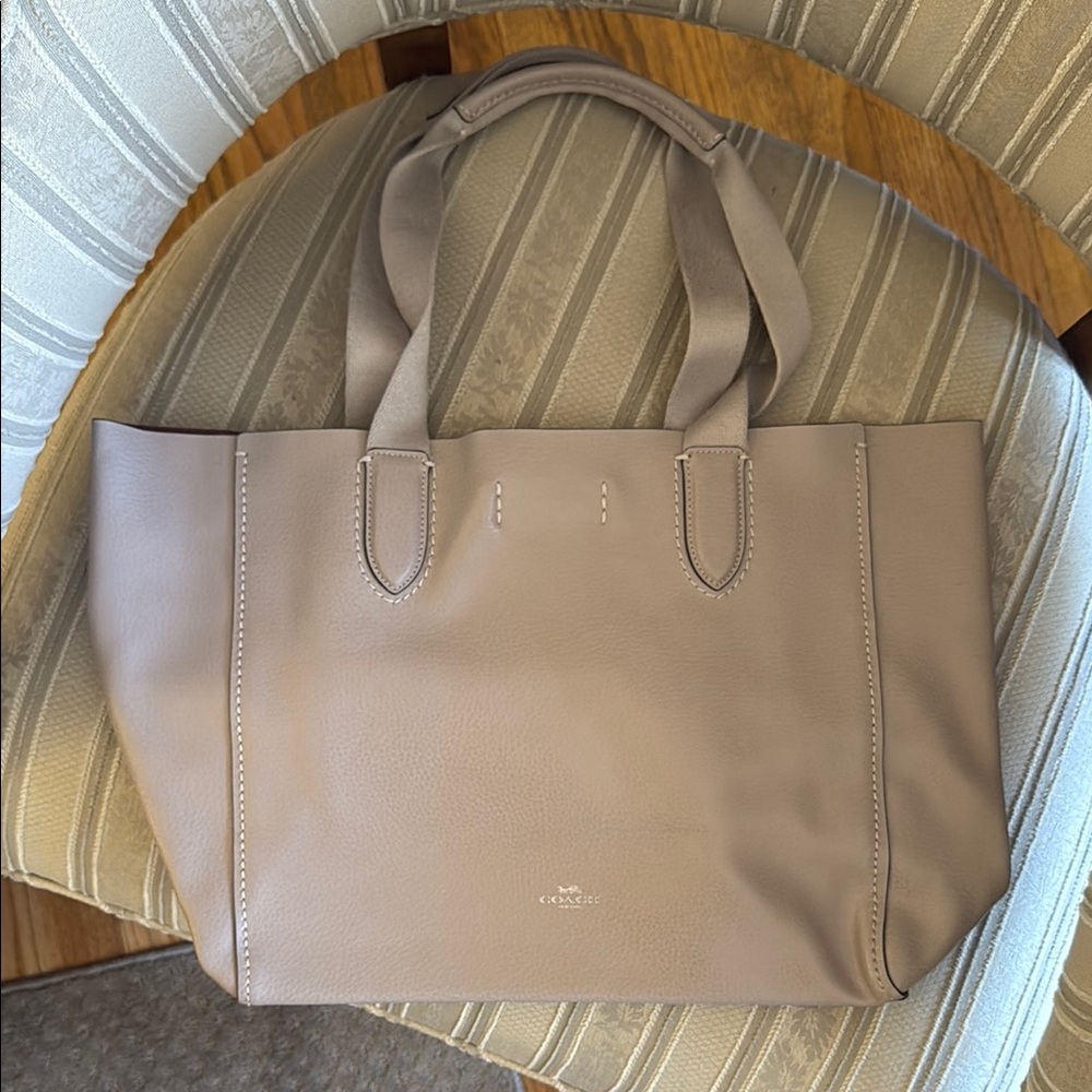 Coach Greyish/Taupe Leather Tote Bag